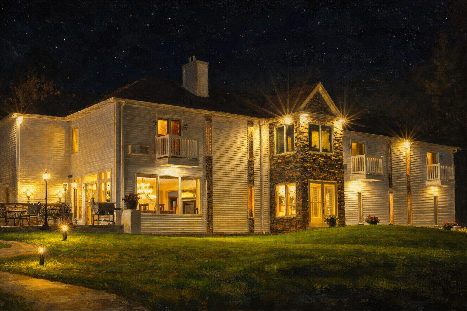 lodge at night